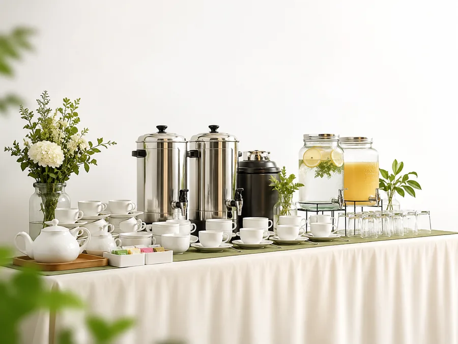 Sewa coffee urn dan beverage equipment untuk meeting dan event.